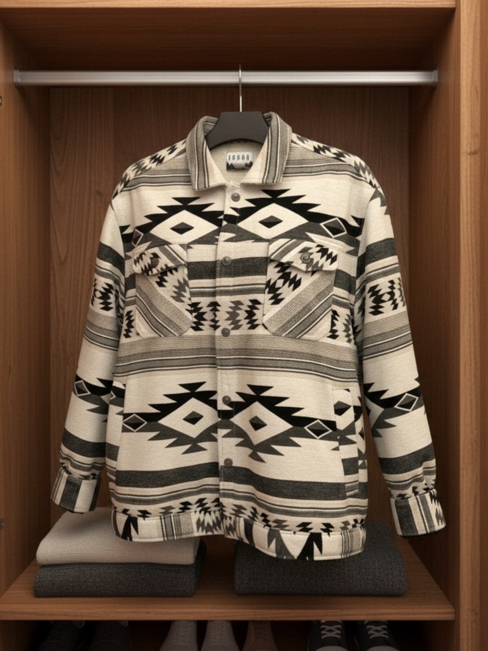 Crown Black & White Aztec Shirt Jacket